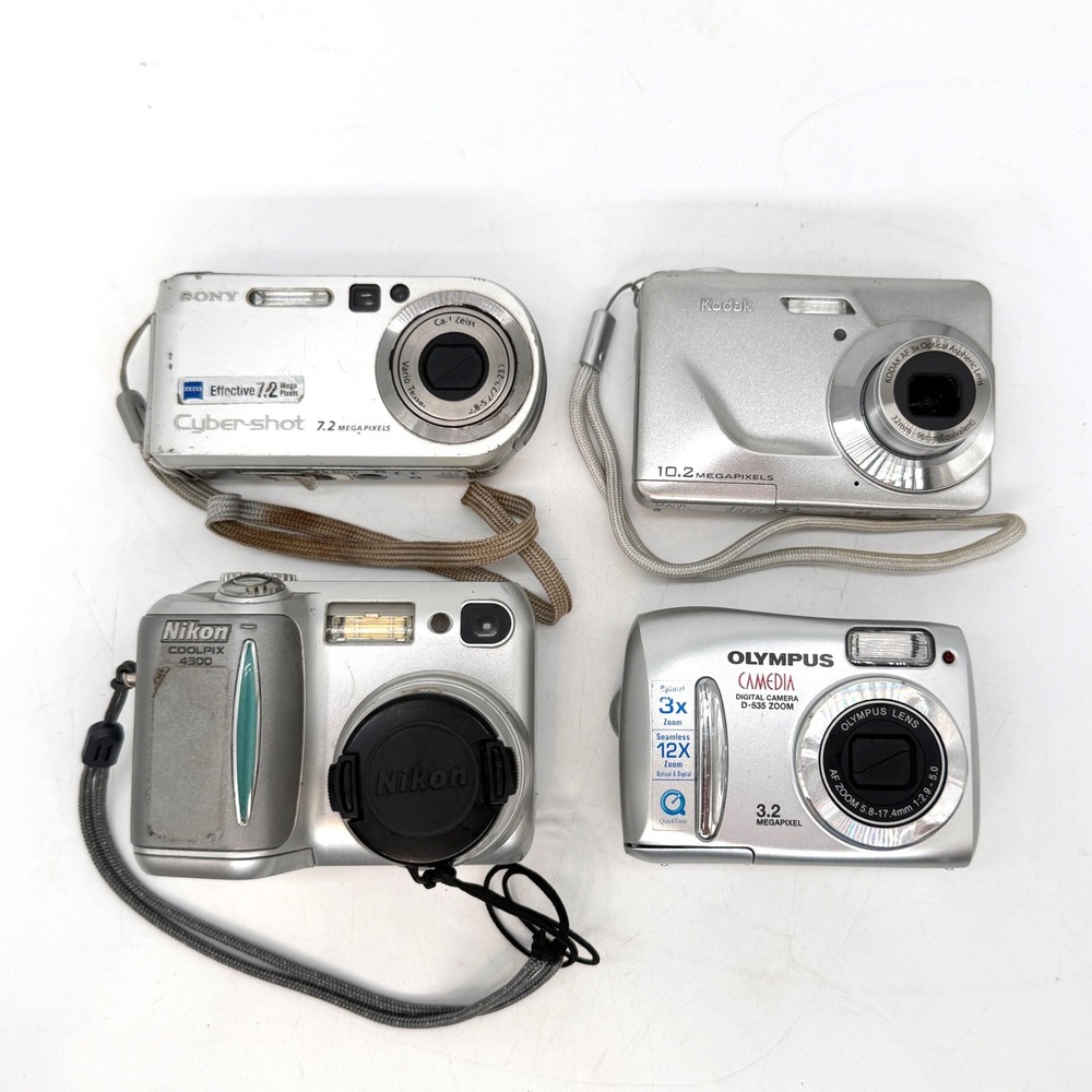 Vintage Digital Camera Lot Sony Cyber-shot Nikon Coolpix Kodak Olympus FOR PARTS